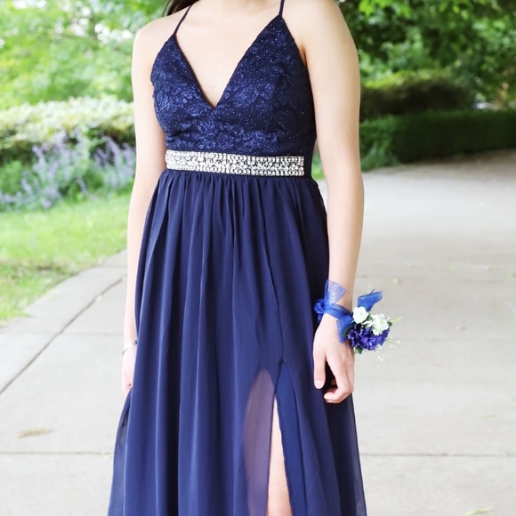 Navy Blue Prom / Bridesmaid Dress - Picture 2 of 7